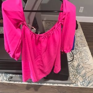 Hot pink off shoulder shirt